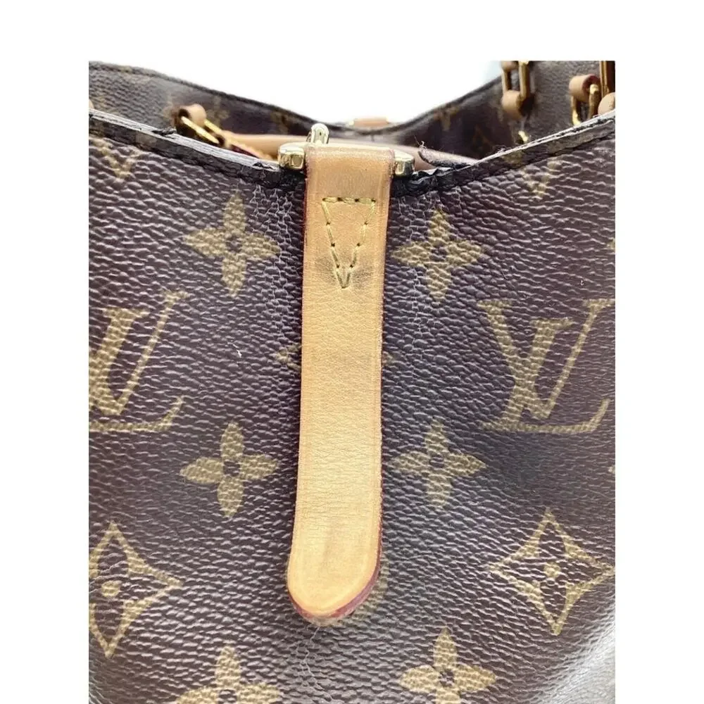 Louis Vuitton Leather Monogram Montaigne MM Bag Top Handle Satchel Luxe Glamour
